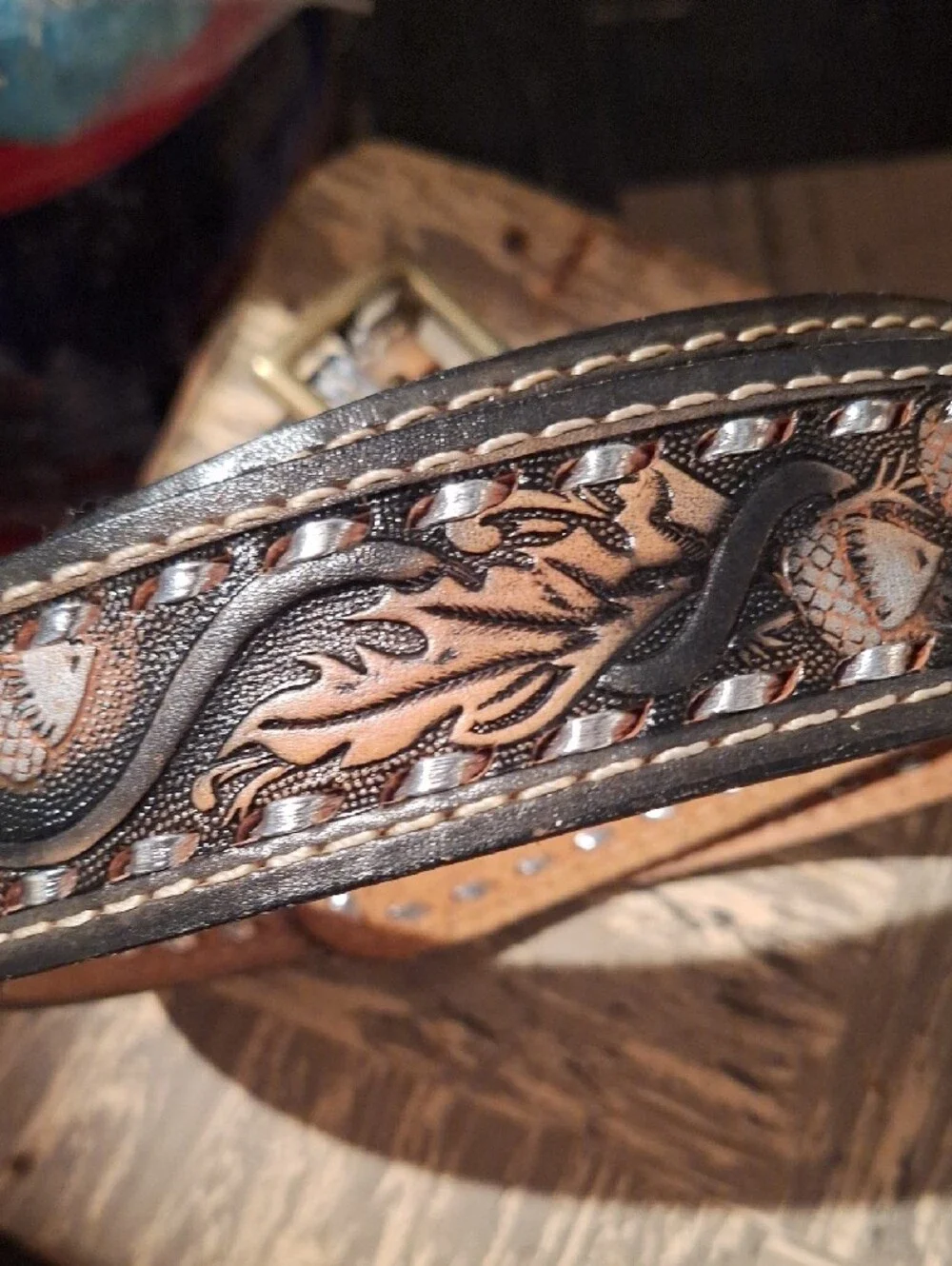 Handcrafted Tooled Leather Men’s Belt - Brown